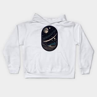 An award winning linocut of viking space force in the stars 1 Kids Hoodie